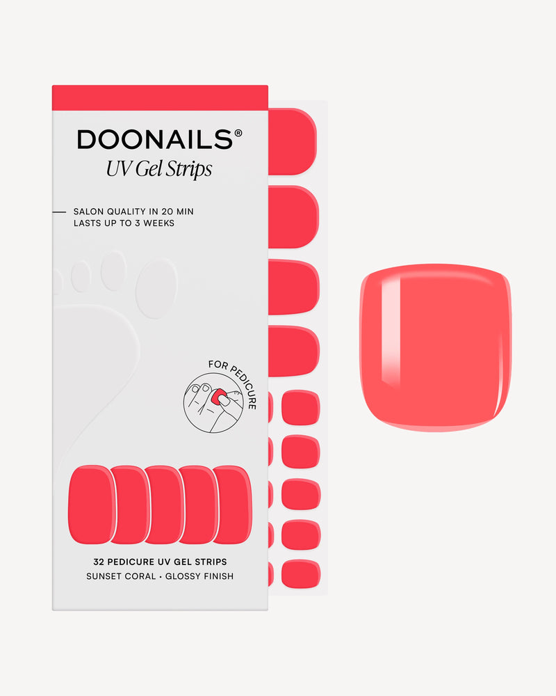 Sunset Coral Pedicure Strisce in Gel UV