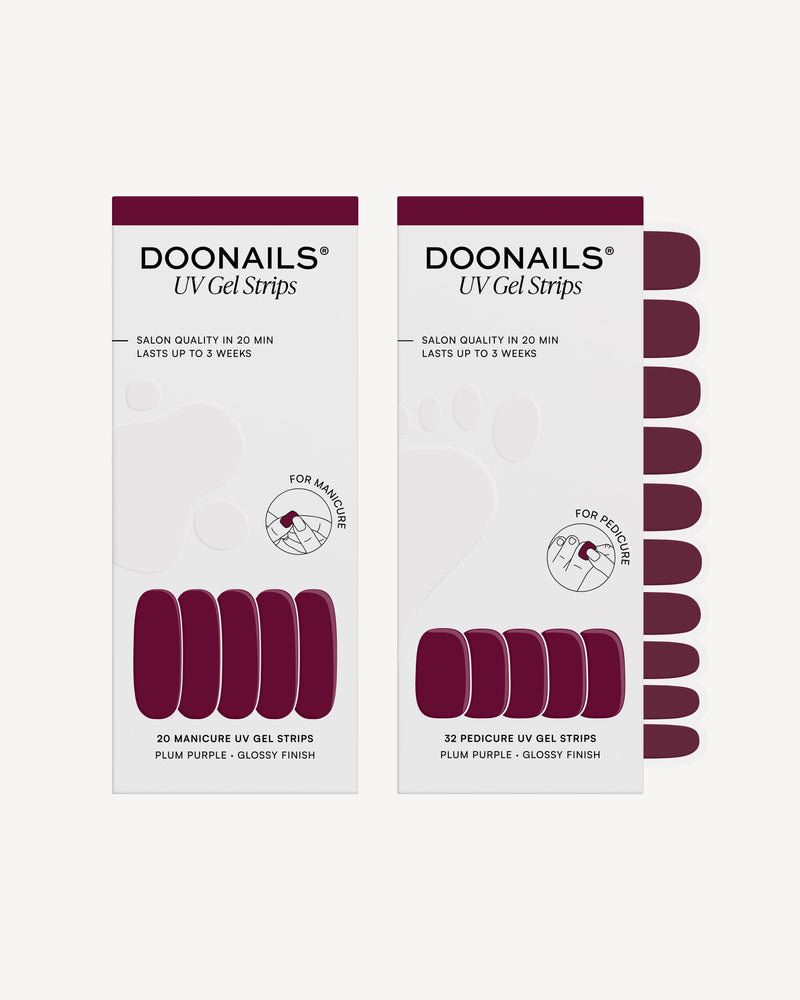 Plum Purple Mani & Pedi Set - UV Gel Strips - Doonails