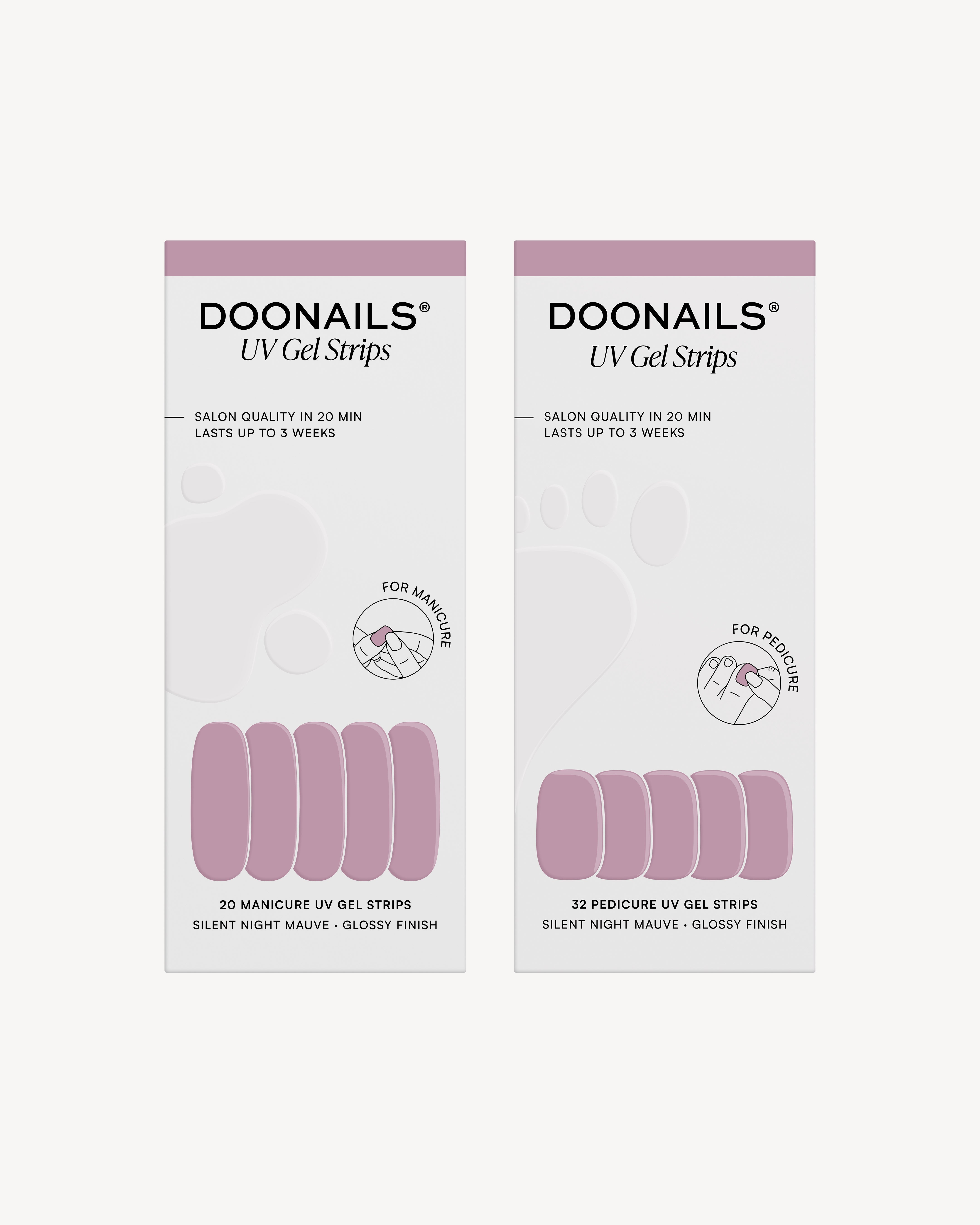 Silent Night Mauve Mani & Pedi Set Strisce in Gel