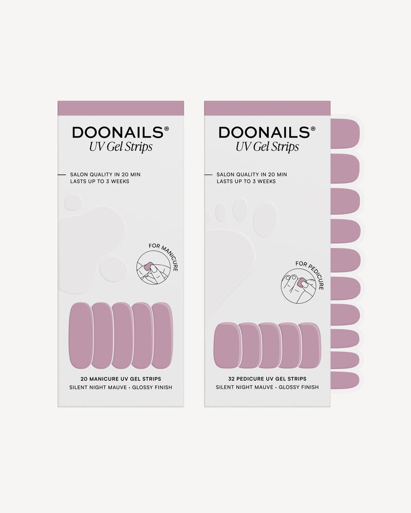 Silent Night Mauve Mani & Pedi Set - UV Gel Strips - Doonails