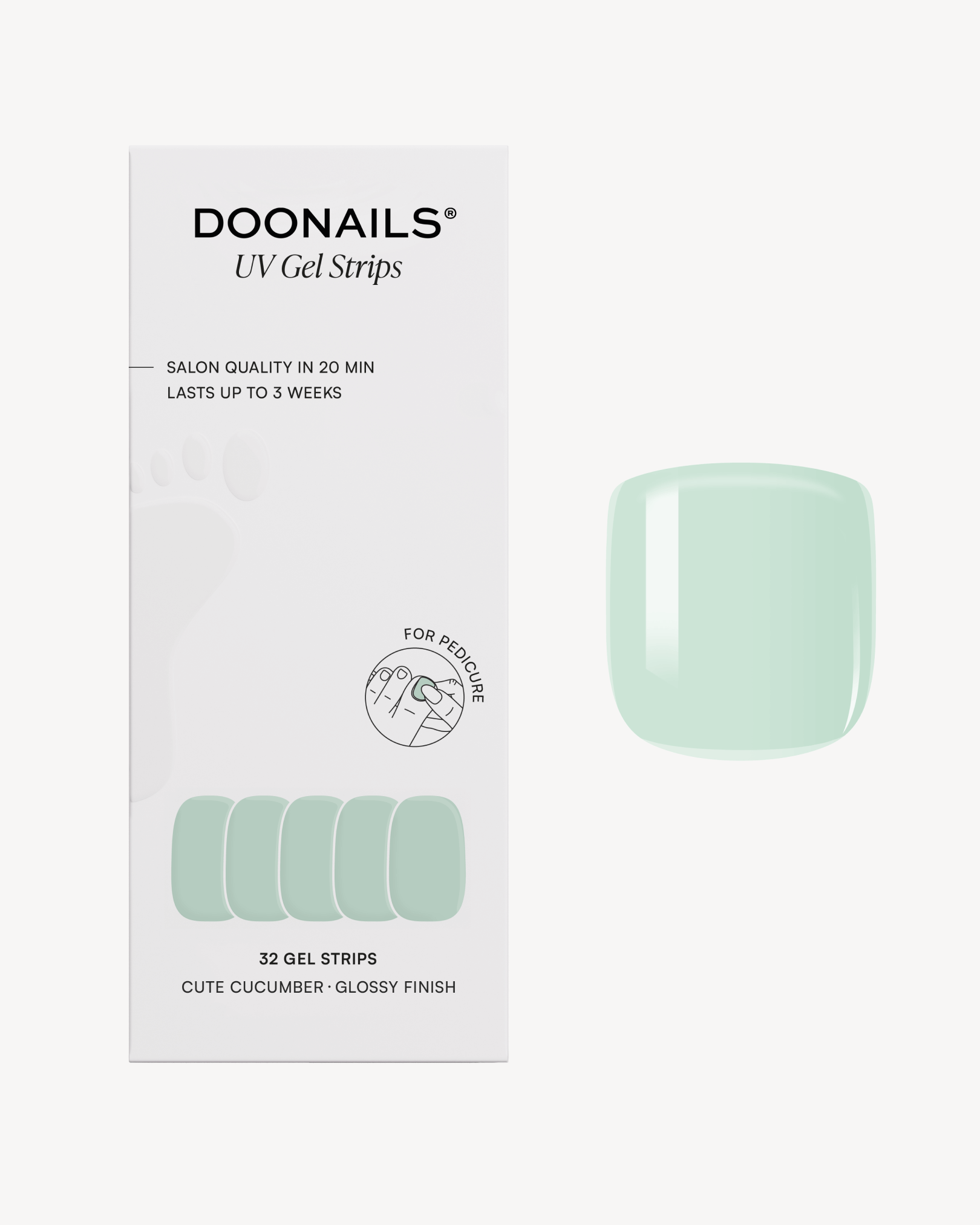 Cute Cucumber Pedicure Strisce in gel - Doonails Italy
