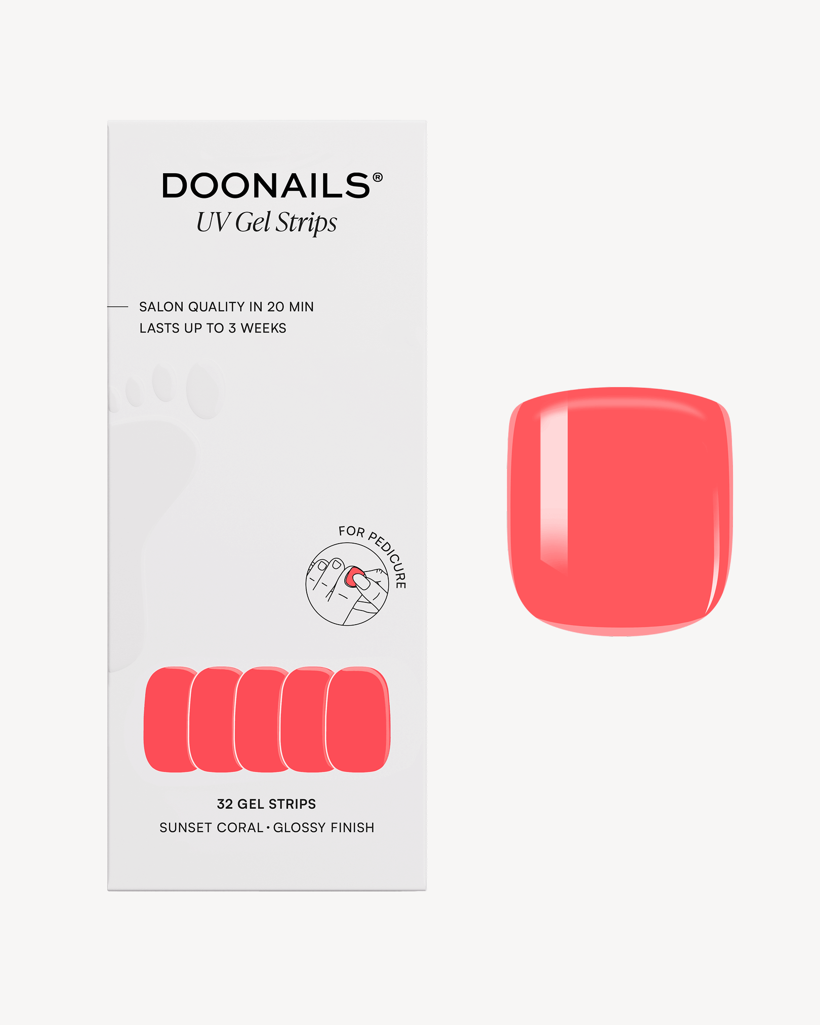 Sunset Coral Pedicure Strisce in gel - Doonails Italy