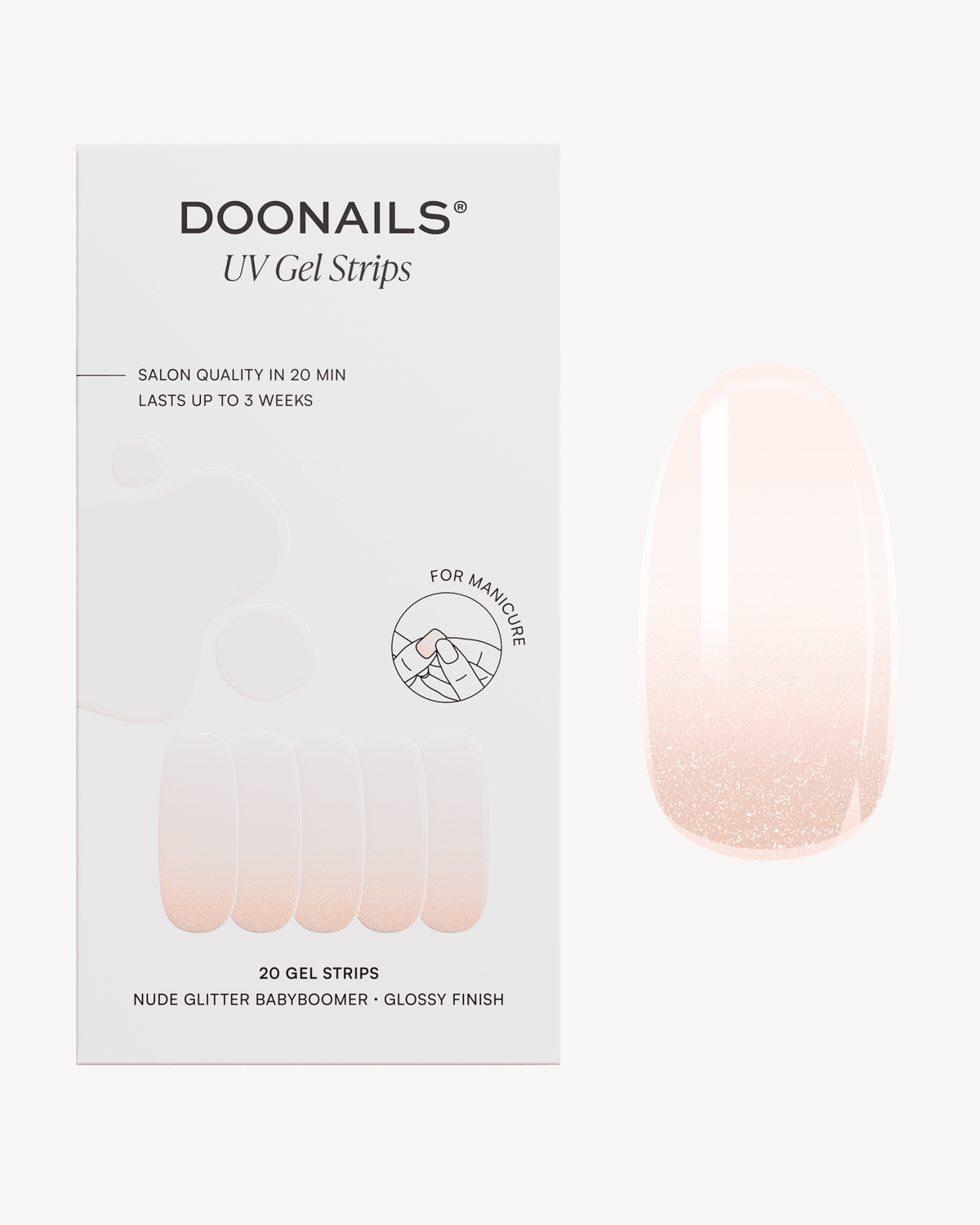 Strisce in gel Nude Glitter Babyboomer - Doonails Italy