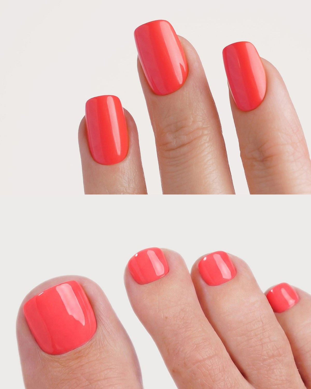 Sunset Coral Corte Quadrate Mani & Pedi Kit Press Ons in Soft Gel