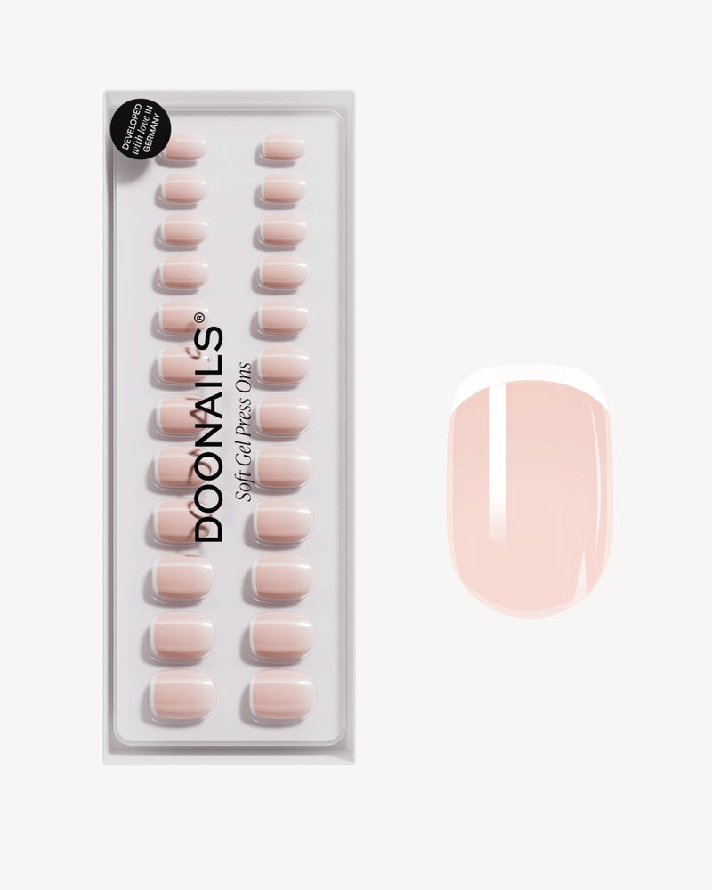 Press Ons in Soft Gel Classic French Quadrate Extra Corte - Doonails Italy