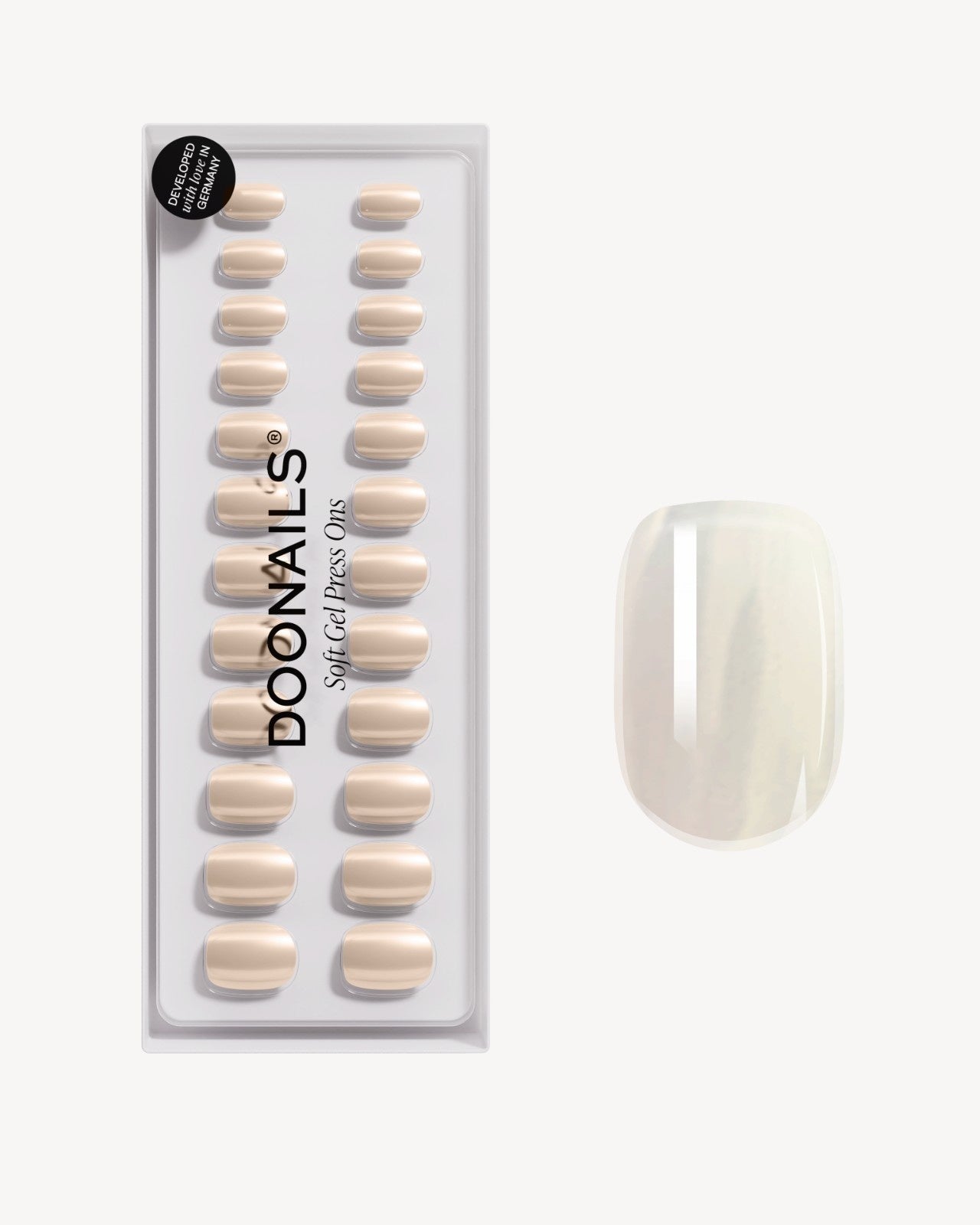 Press Ons in Soft Gel Toffee Quadrate Extra Corte