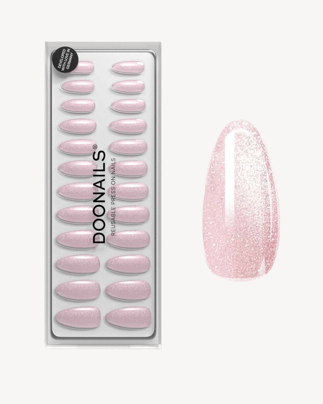 Press Ons in Soft Gel Rose Cat Eye Mandorla Medie - Doonails Italy