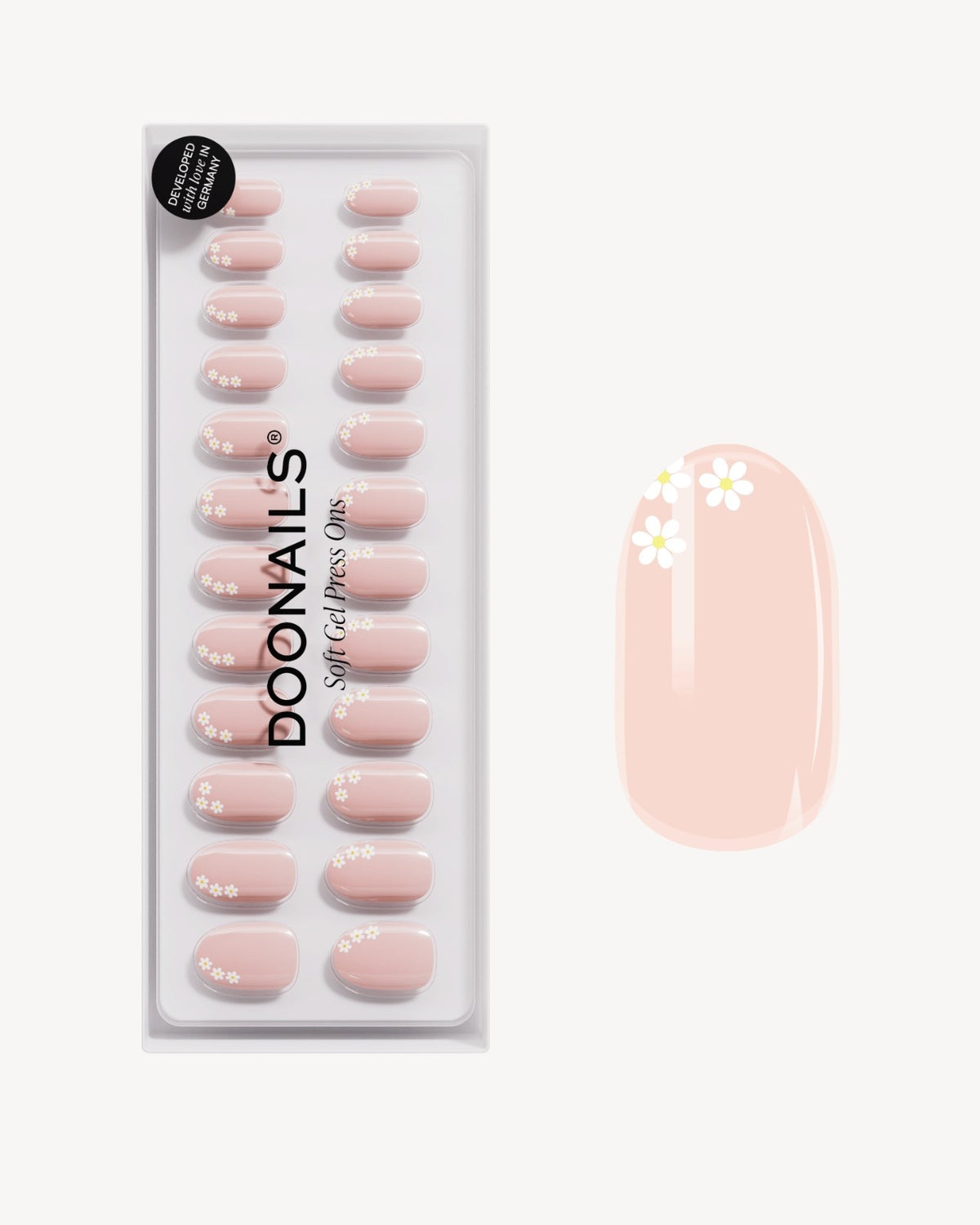 Flower Power Medie Rotonde Press Ons in Soft Gel