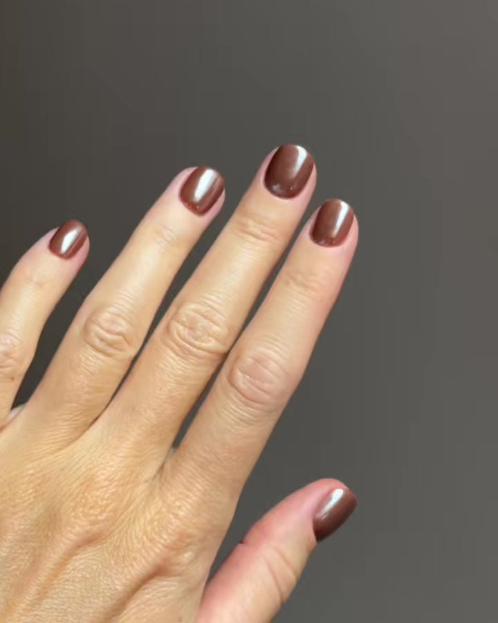 Glazed Chocolate Ultra Corte Quadrate Press Ons in Soft Gel
