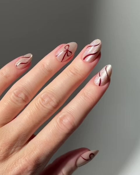 Red Bow Cat Eye Limited Edition Soft Gel Press Ons Italy