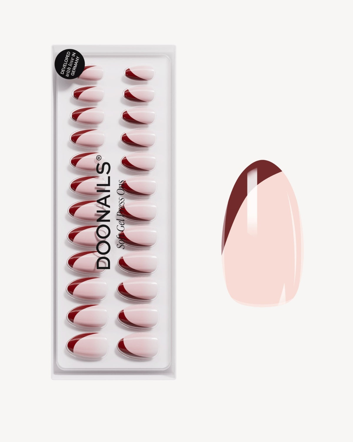Red Slate French Corte Mandorla Press Ons in Soft Gel