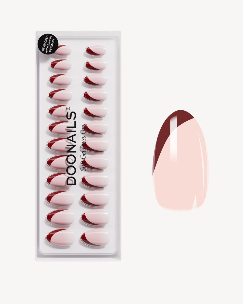 Press Ons in Soft Gel Mandorla Corte Red Slate French - Doonails Italy