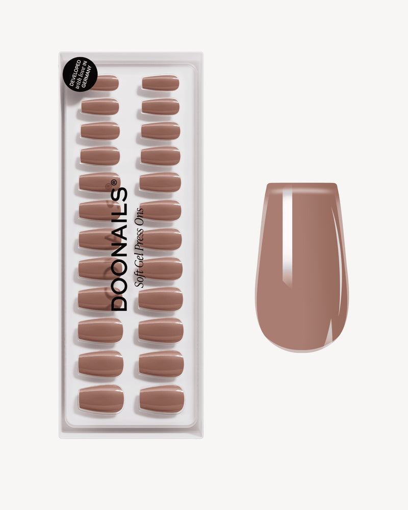 Espresso Corte Coffin Press Ons in Soft Gel