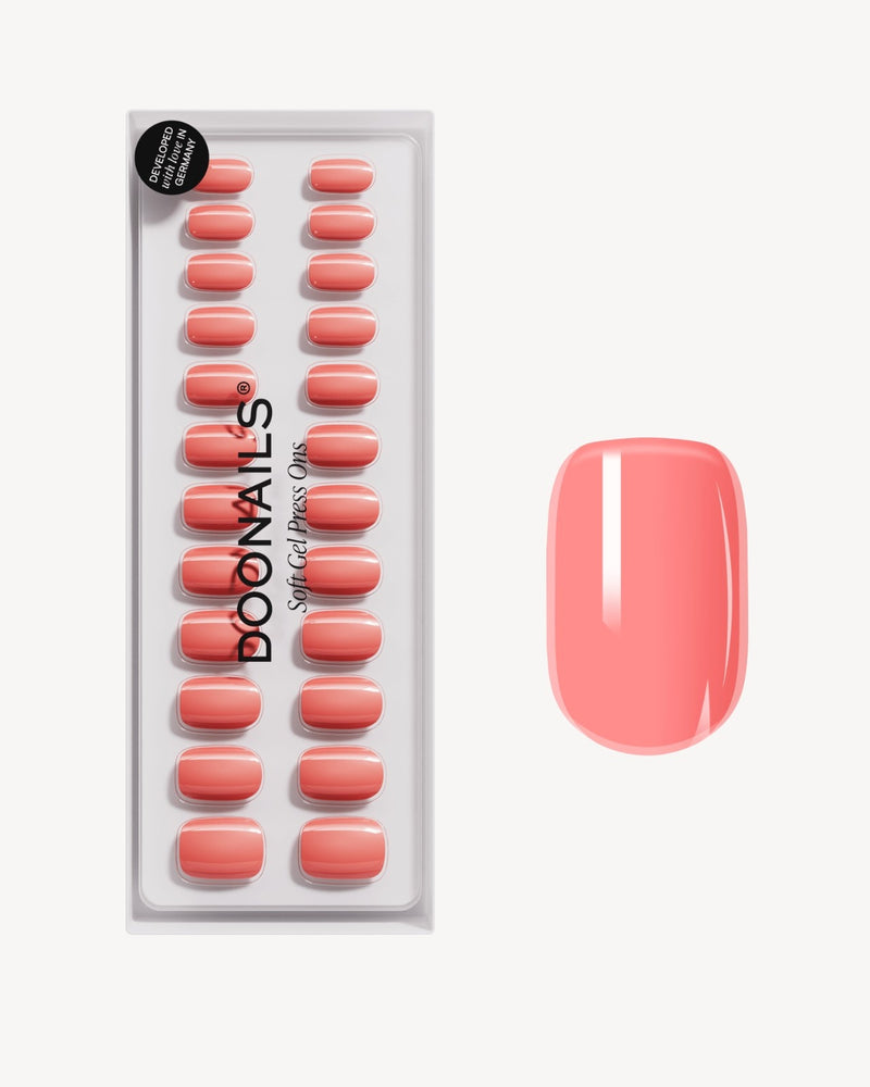 Press Ons in Soft Gel Peach Please Quadrate Corte - Doonails Italy